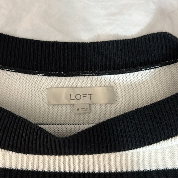 Loft Striped Ballon Sleeve Knit Top, M - Picture 7 of 9